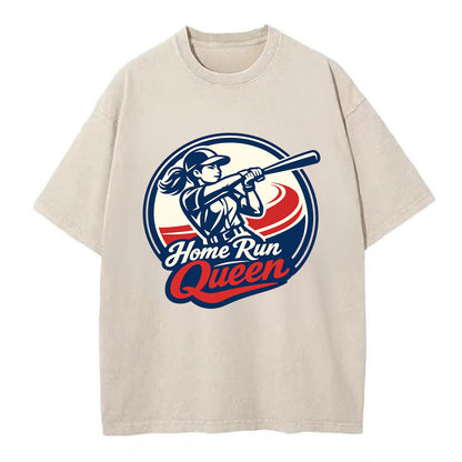 Feminine Power at Bat - Vintage T-shirt - Off White