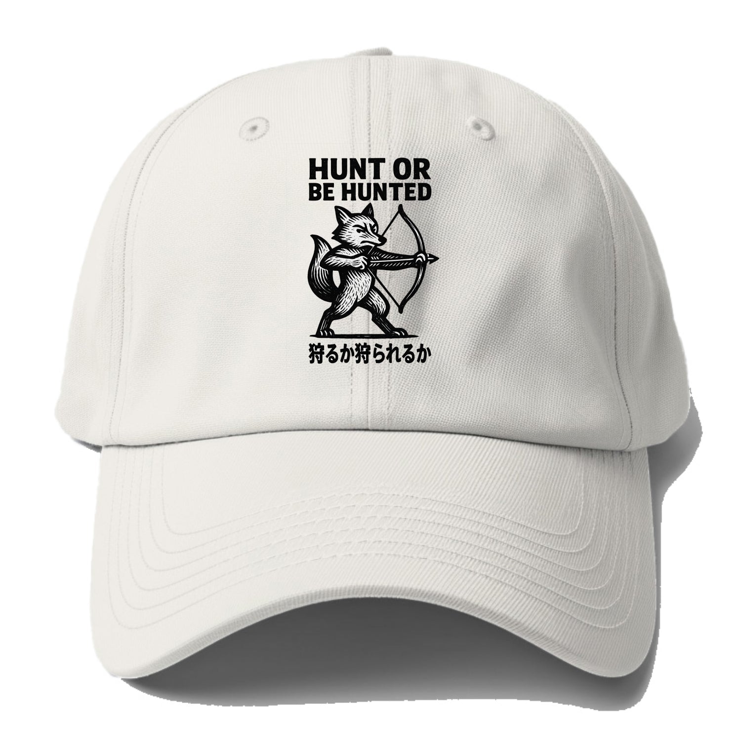 Hunt or Be Hunted - Fox drawing bow and Baseball Cap For Big Heads - Off White