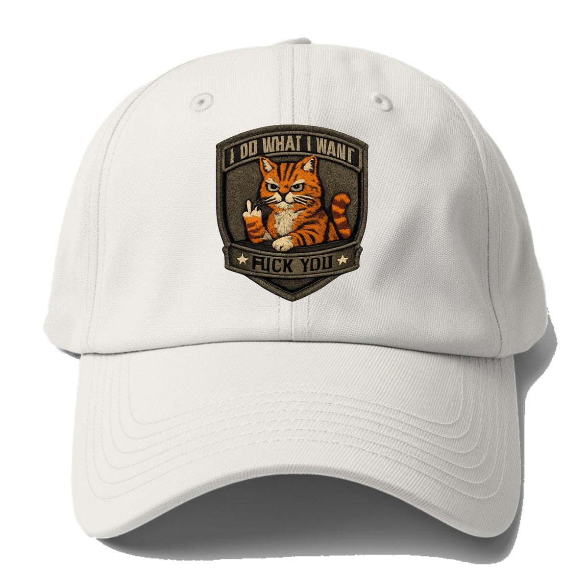 I DO WHAT I WANT CAT - sassy cat in orange , feline attitude - Baseball Cap For Big Heads - Off White