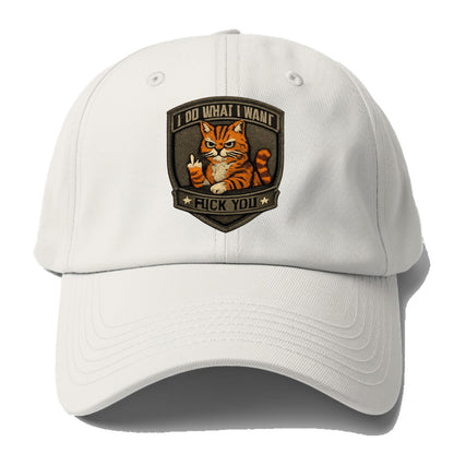 I DO WHAT I WANT CAT - sassy cat in orange , feline attitude - Baseball Cap For Big Heads - Off White