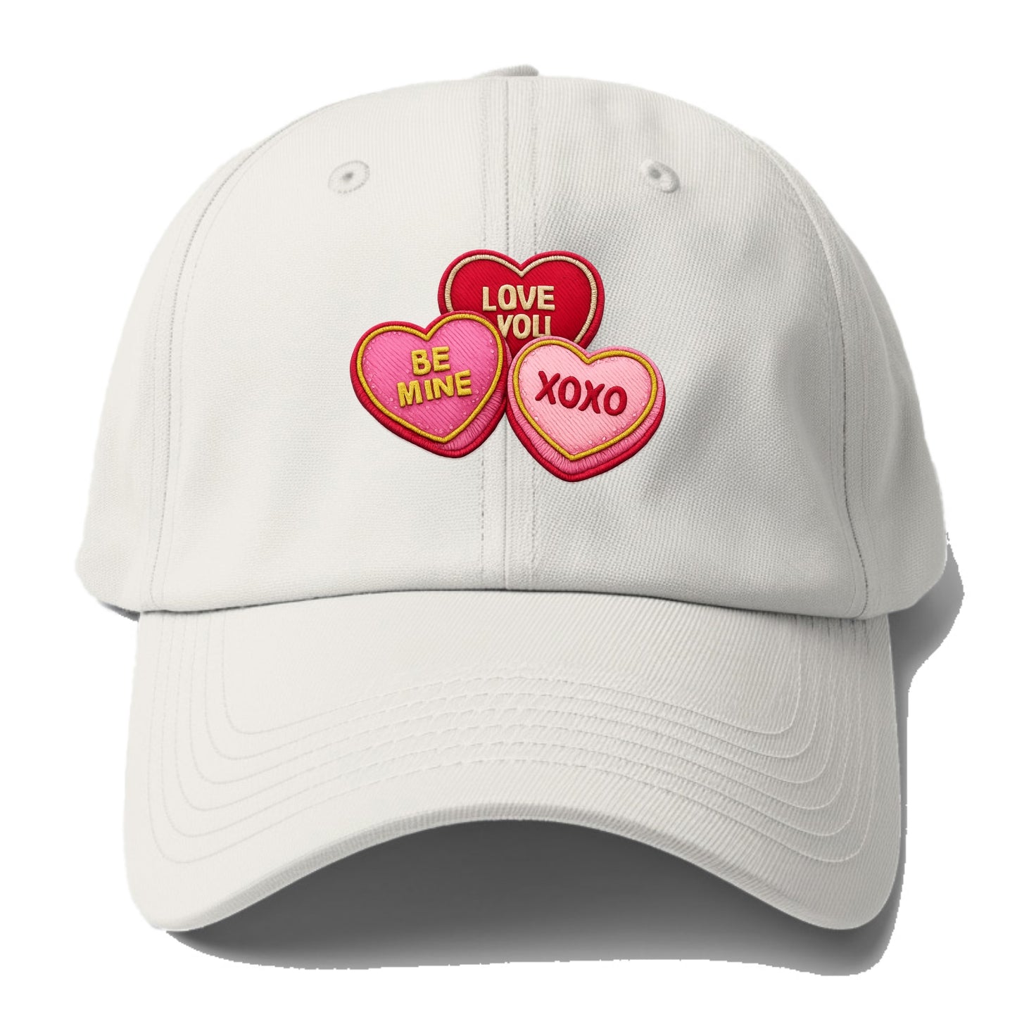 VALENTINES HEARTS - candy hearts in pink and red , love day - Baseball Cap - Off White