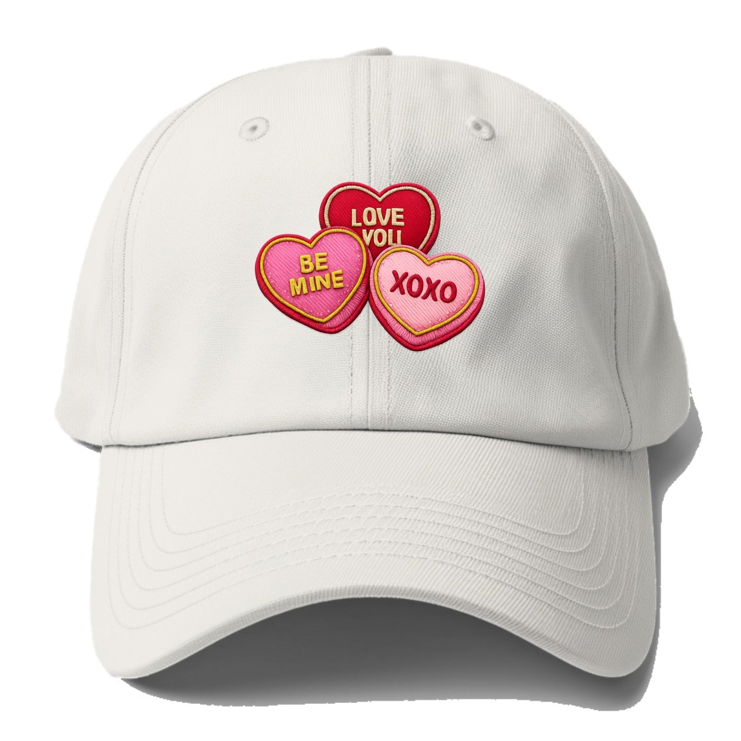 VALENTINES HEARTS - candy hearts in pink and red , love day - Baseball Cap - Off White