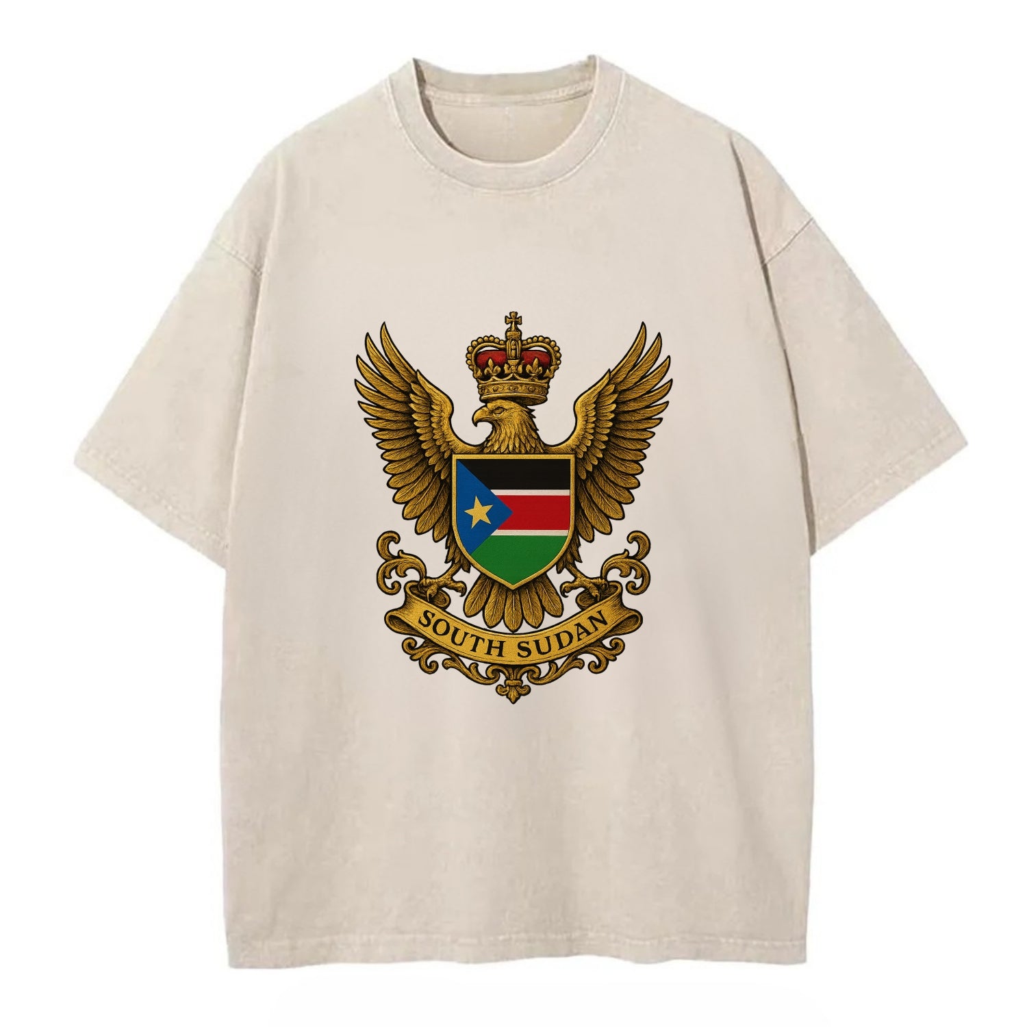 South Sudan Royal Logo  - Vintage T-shirt - Off White
