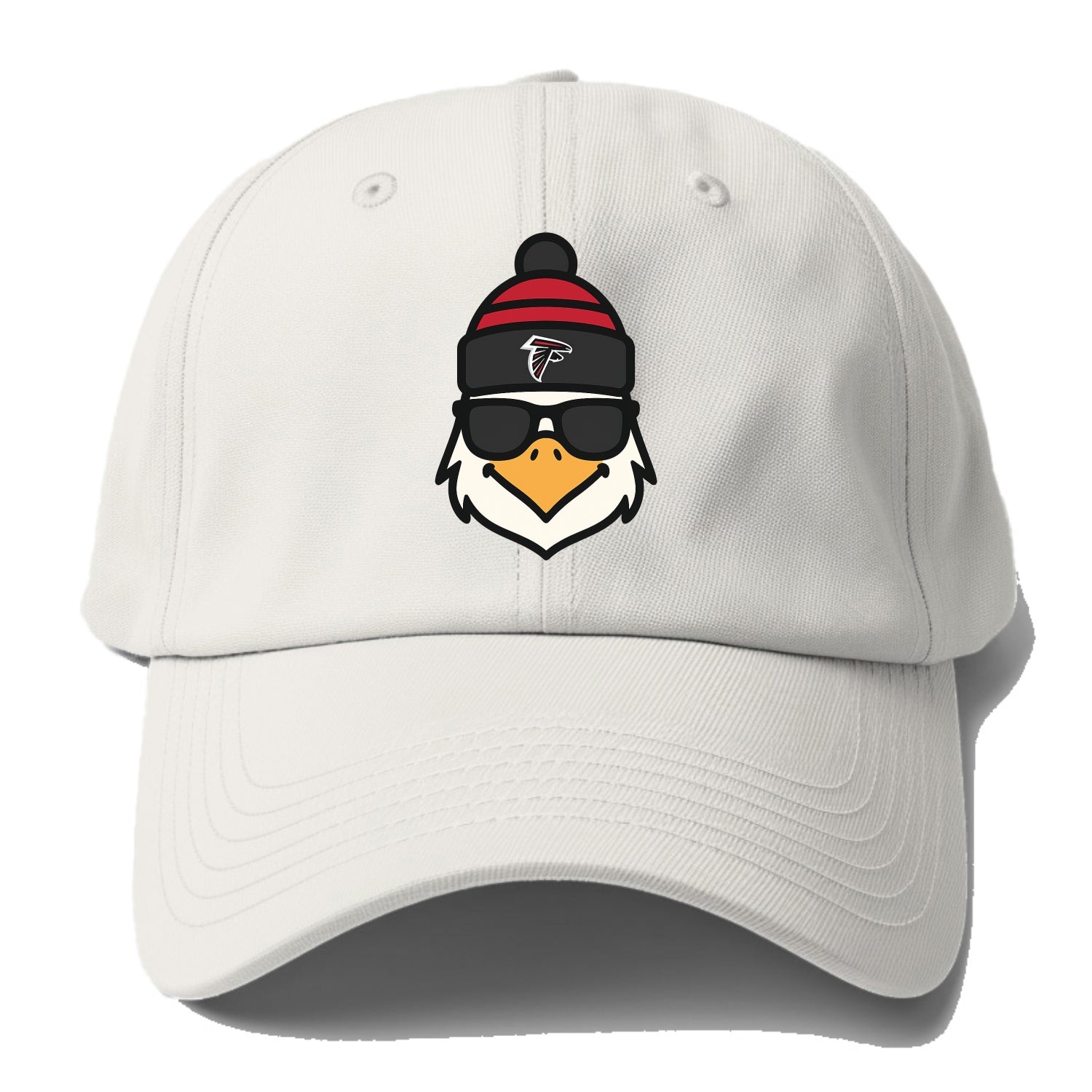 Atlanta Falcon wearing Falcons red and black beanie with pom pom and wayfarer - Baseball Cap - Off White