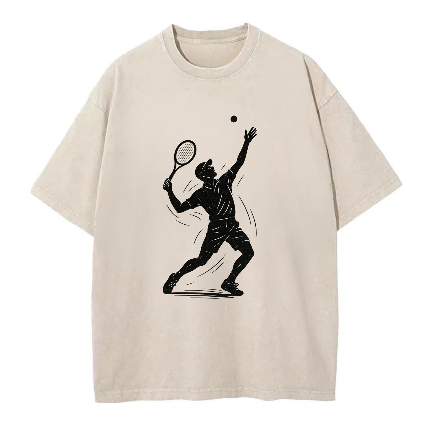 Tennis player serving with powerful form - Vintage T-shirt - Off White