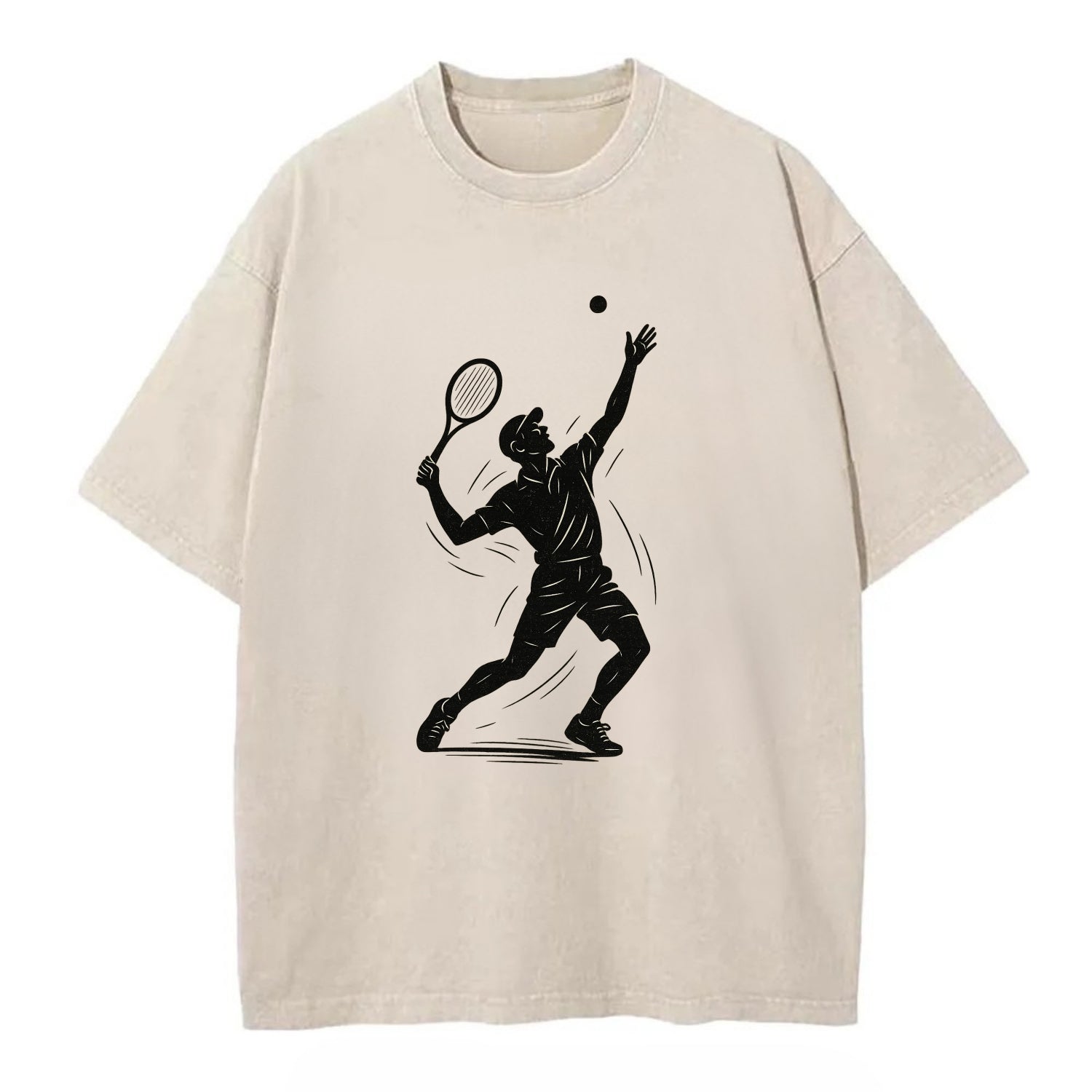 Tennis player serving with powerful form - Vintage T-shirt - Off White