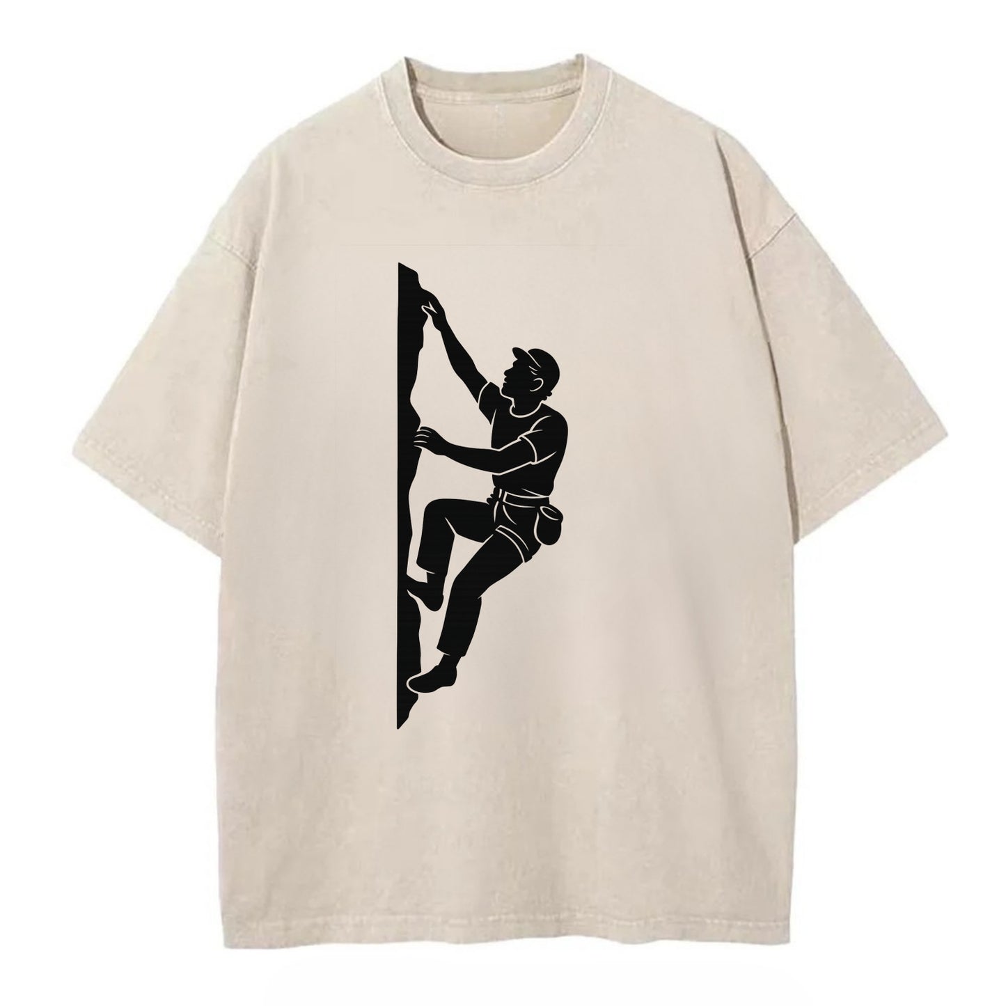 Rock climber reaching for the next hold - Vintage T-shirt - Off White