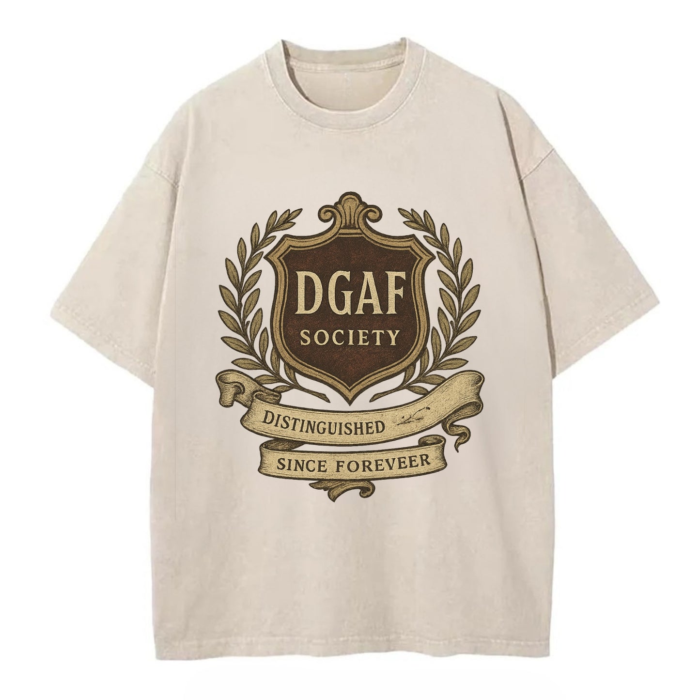 Official membership card design - "DGAF Society - Distinguished Members Since - Vintage T-shirt - Off White