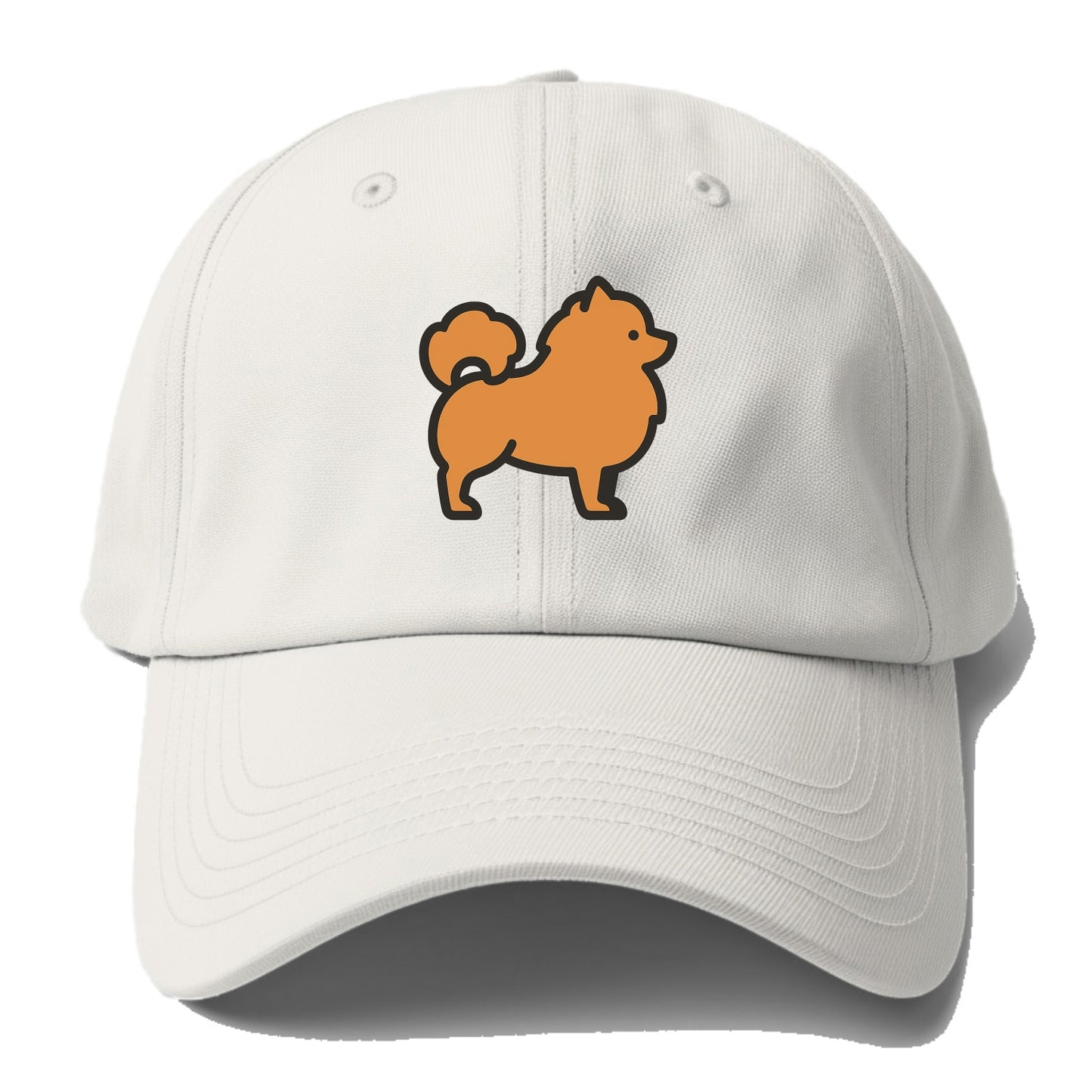 Pomeranian - Orange fluffy flat side profile - Baseball Cap For Big Heads - Off White