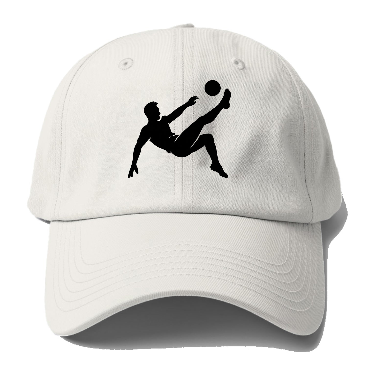 Soccer player kicking ball mid-air - Baseball Cap - Off White