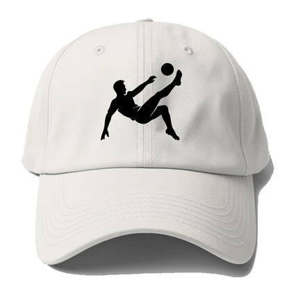 Soccer player kicking ball mid-air - Baseball Cap - Off White