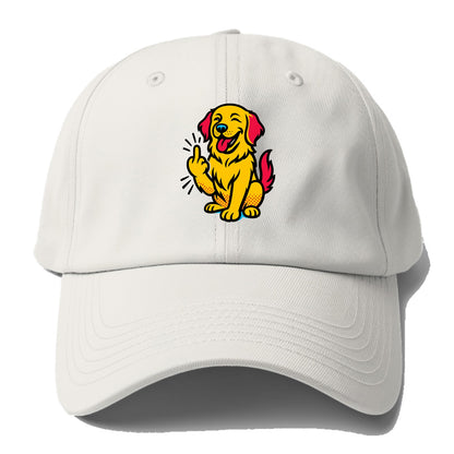 Golden Retriever with happy smile and golden coat, fluffy paw raised - Baseball Cap - Off White