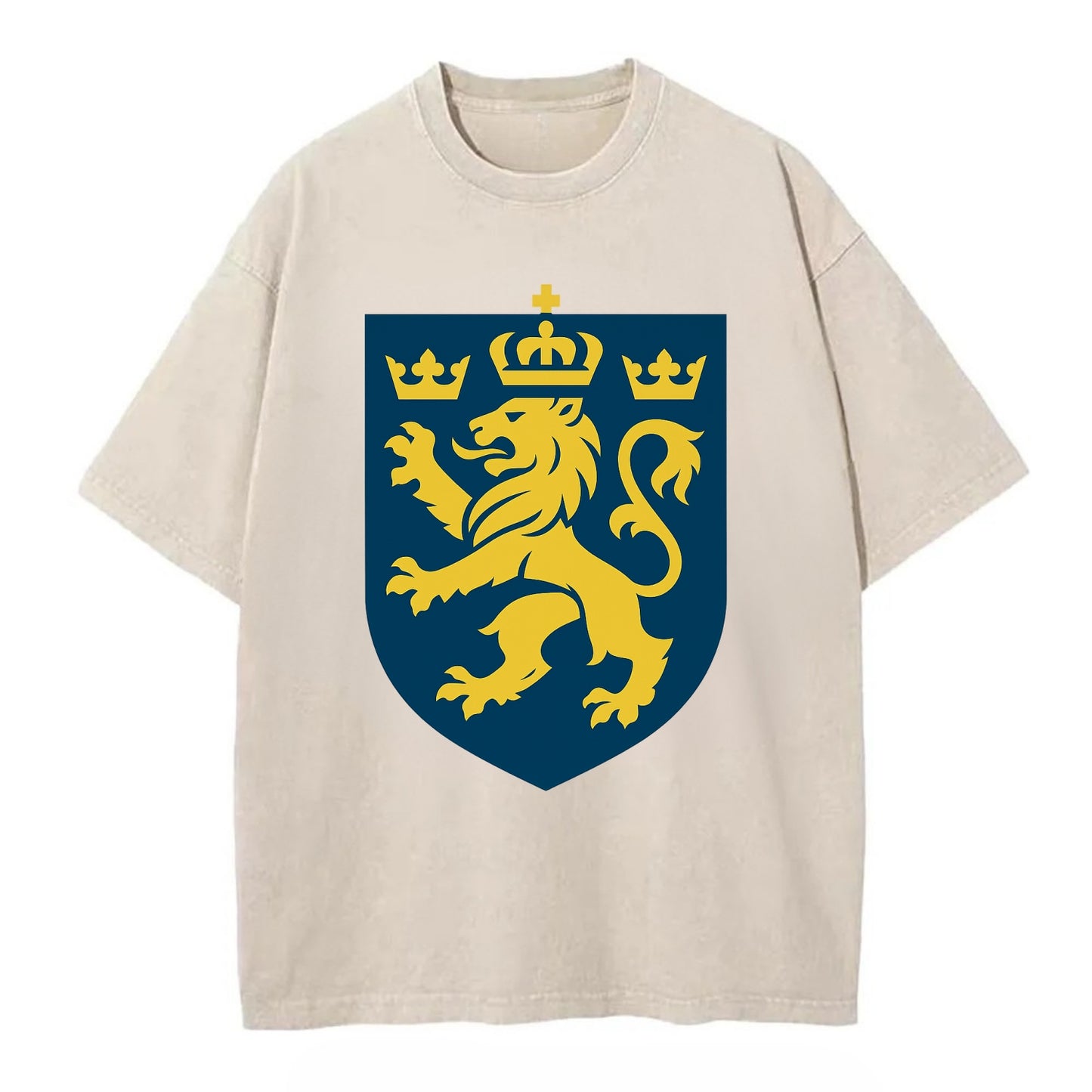 Sweden Three Crowns Emblem  - Vintage T-shirt - Off White