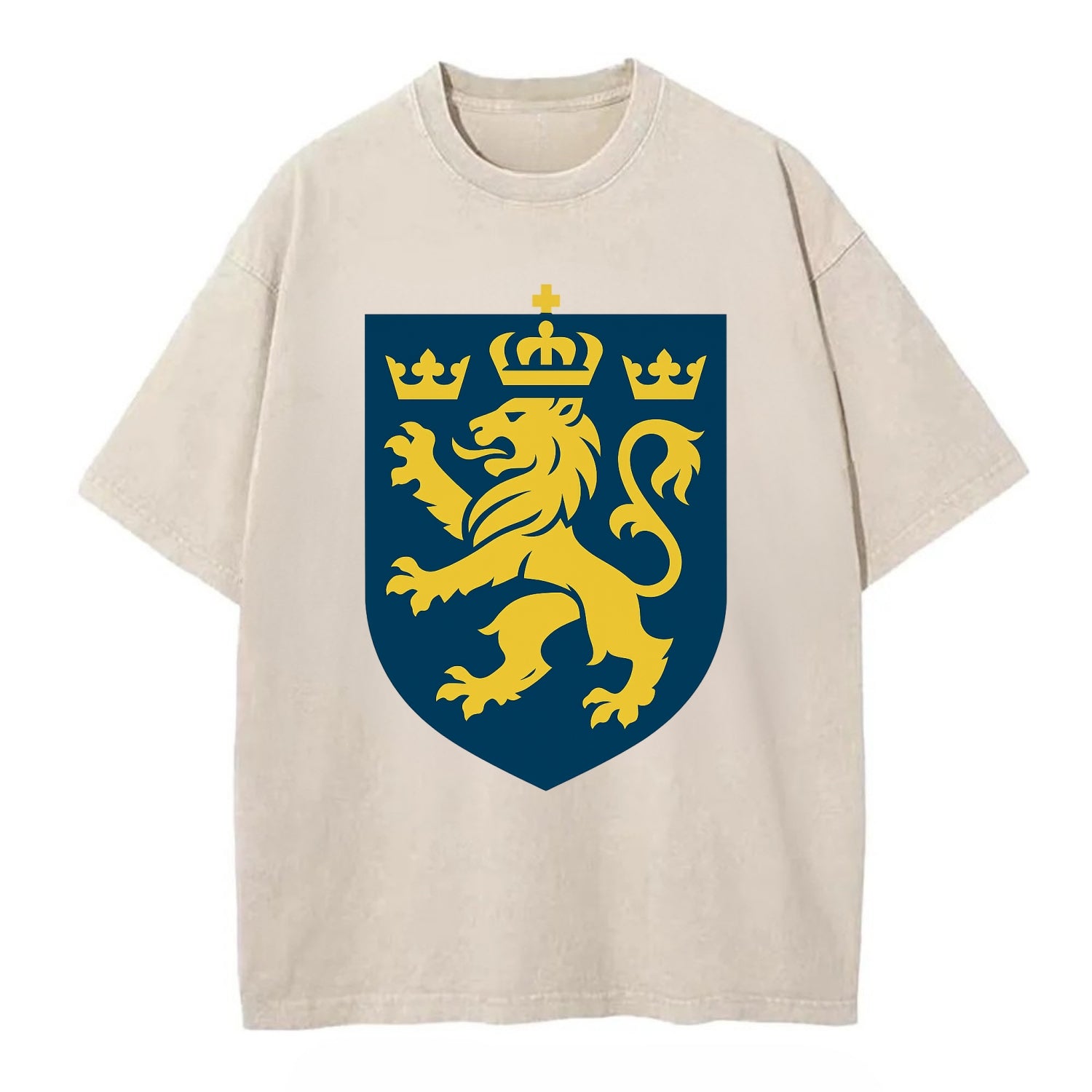 Sweden Three Crowns Emblem  - Vintage T-shirt - Off White