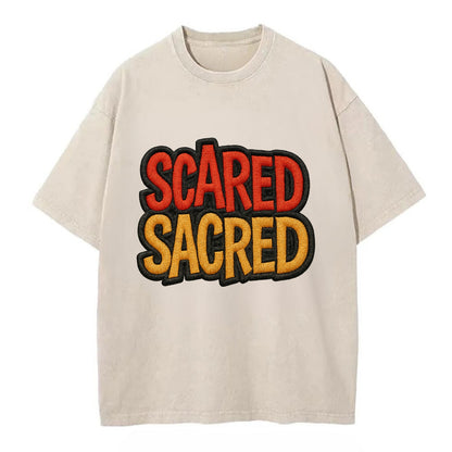 SCARED;SACRED JOURNEY Spiritual Purple Hat - Vintage T-shirt - Off White