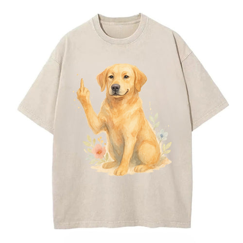 Labrador Retriever yellow sitting pretty, friendly face, strong paw up with sass - Vintage T-shirt