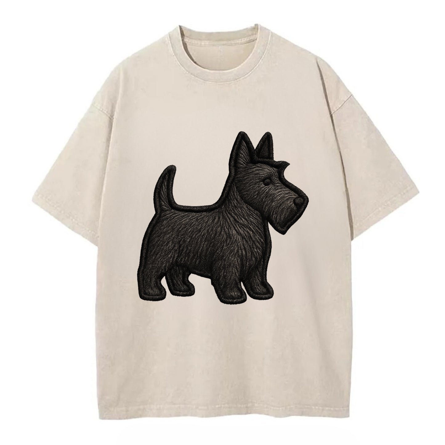 Scottish Terrier - Contemporary scottie - Vintage T-shirt - Off White