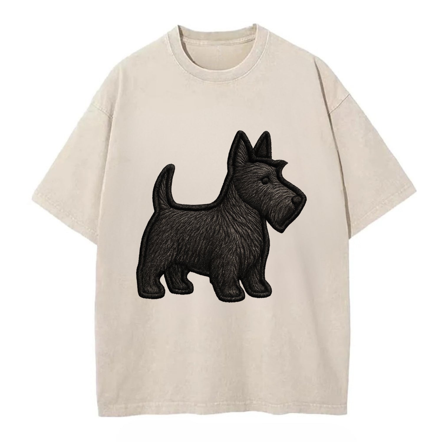 Scottish Terrier - Contemporary scottie - Vintage T-shirt - Off White