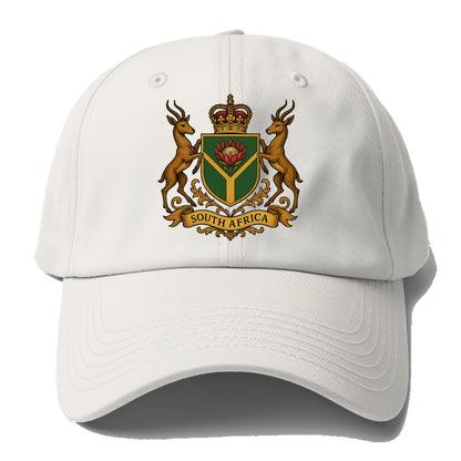 South Africa Springbok Emblem (springbok With Protea, Green/gold Shield) Baseball Cap - Off White