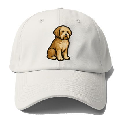 Tibetan Terrier - Gold and white embroidered sitting pose - Baseball Cap For Big Heads - Off White