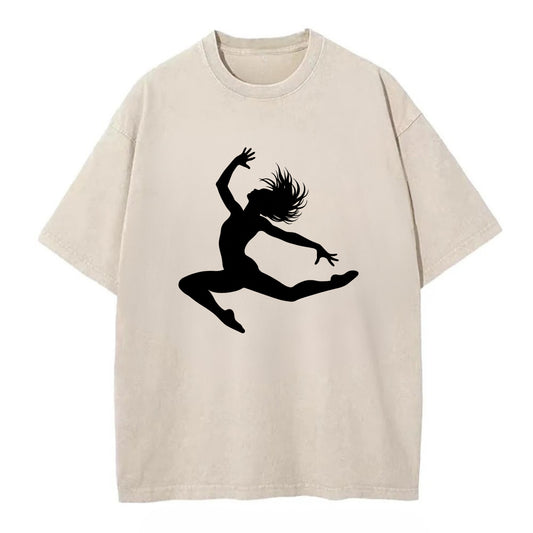 Contemporary dancer leap mid-air - Vintage T-shirt - Off White
