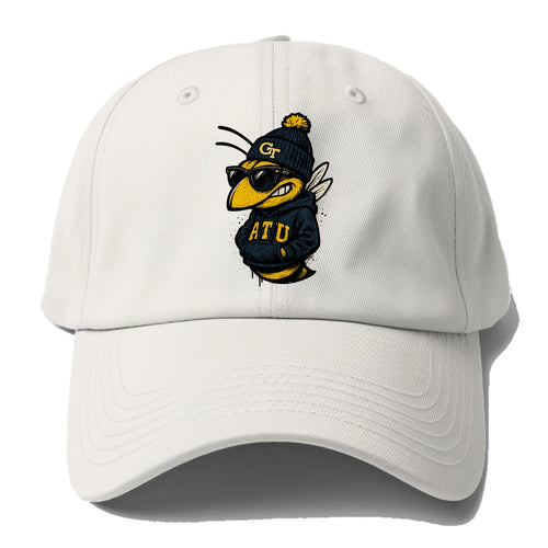 Atlanta Yellow Jacket wearing Georgia Tech beanie with GT patch - Baseball Cap For Big Heads
