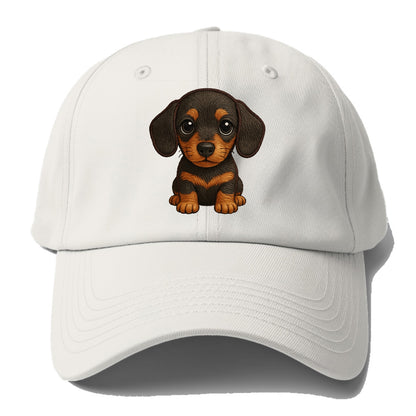 Baby Dachshund Puppy - long body, short legs, floppy ears, curious - Baseball Cap For Big Heads - Off White