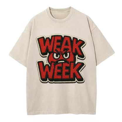 WEAK;WEEK WARRIOR Monday Blue Cap - Vintage T-shirt - Off White