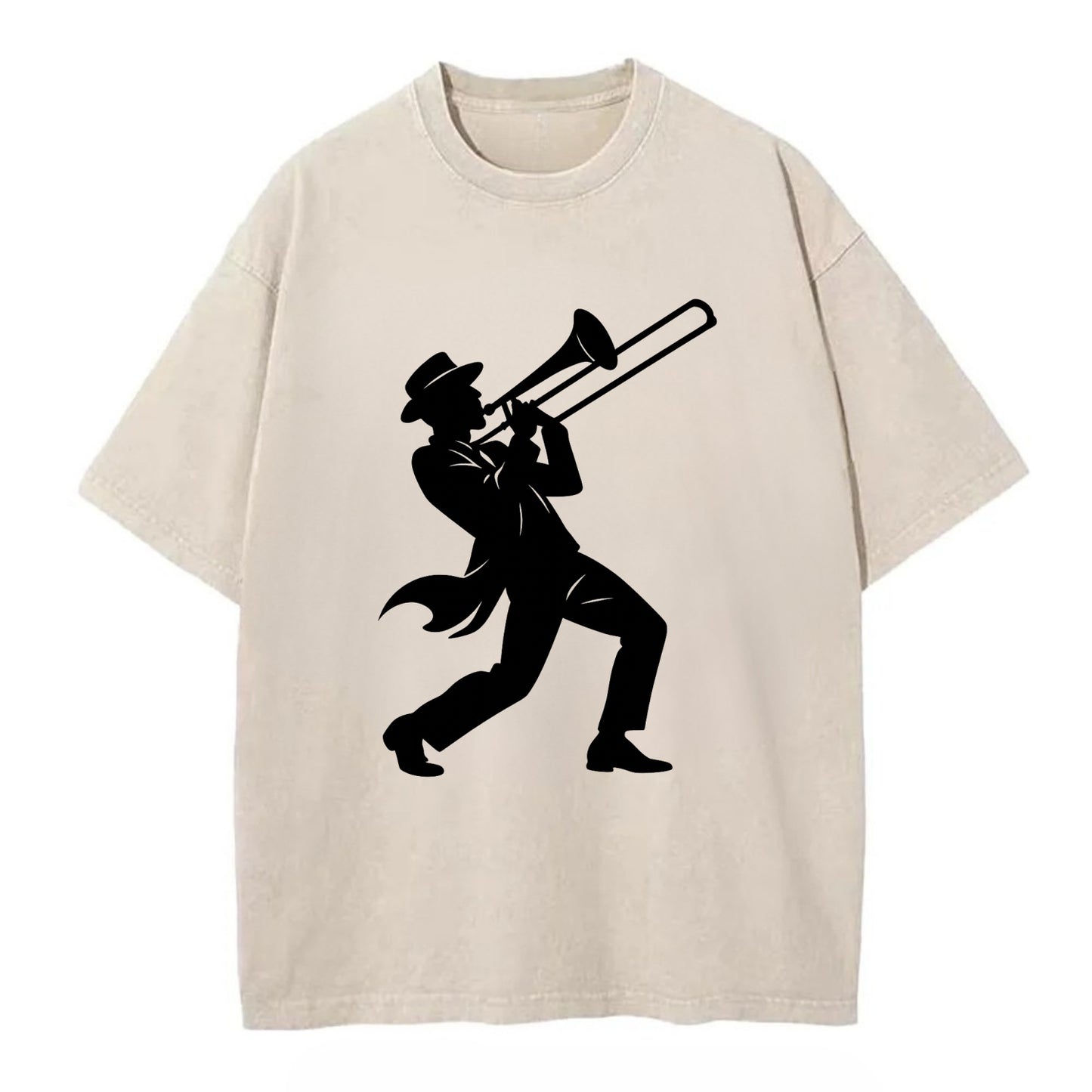 Trombone player jazz improvisation - Vintage T-shirt - Off White
