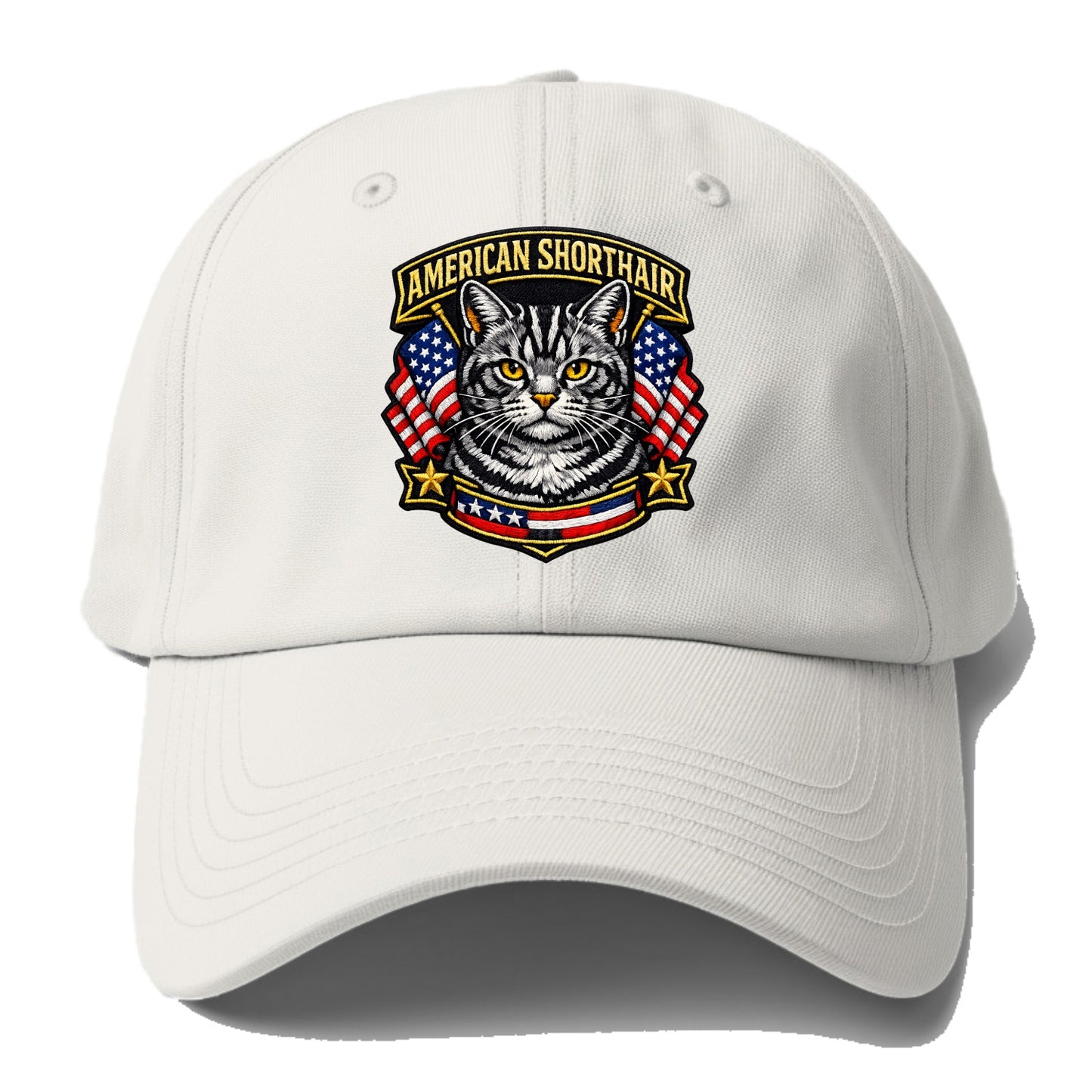 AMERICAN SHORTHAIR - classic american cat in silver tabby , all-American cat - Baseball Cap - Off White