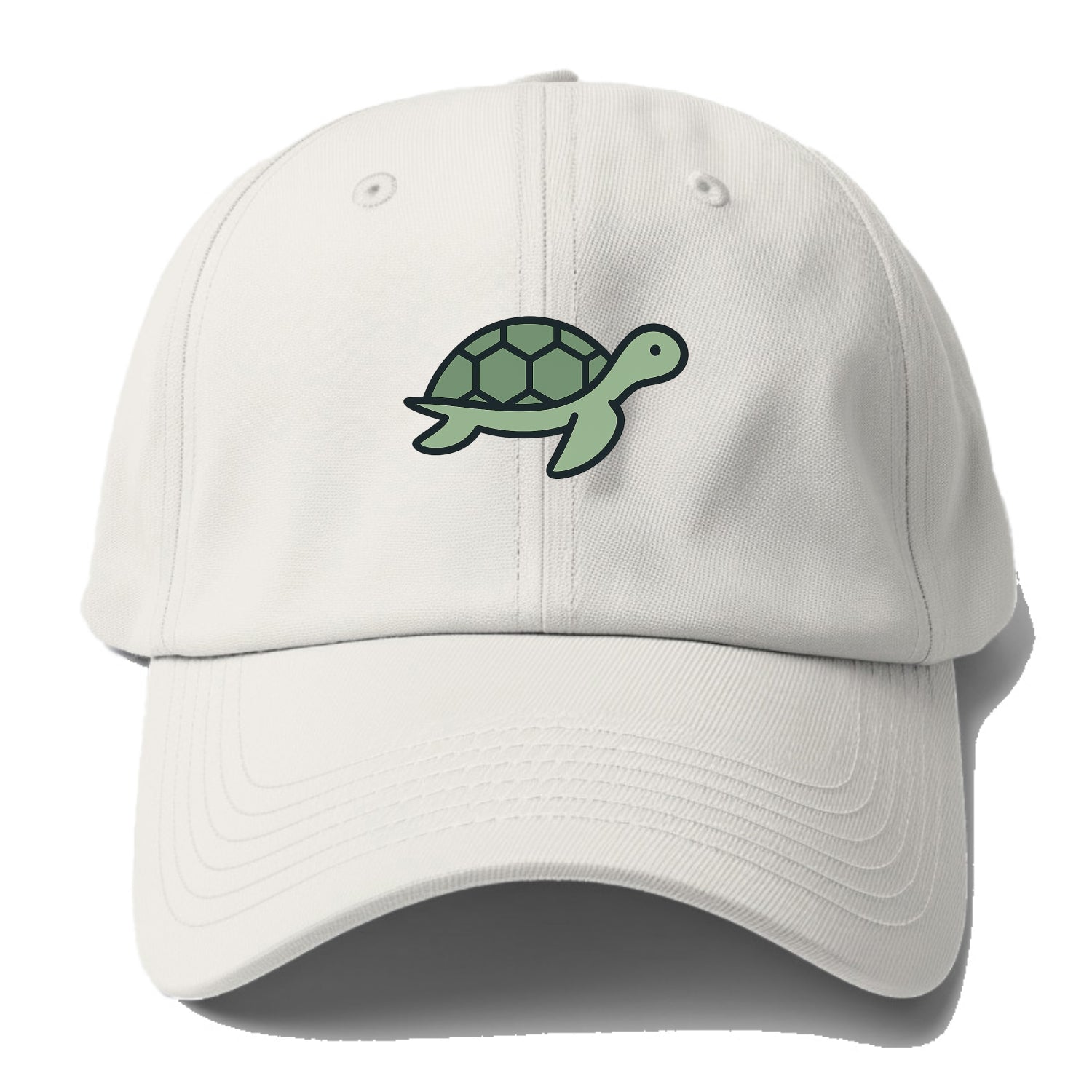 Sea Turtle - Green with shell pattern flat side profile - Baseball Cap For Big Heads - Off White