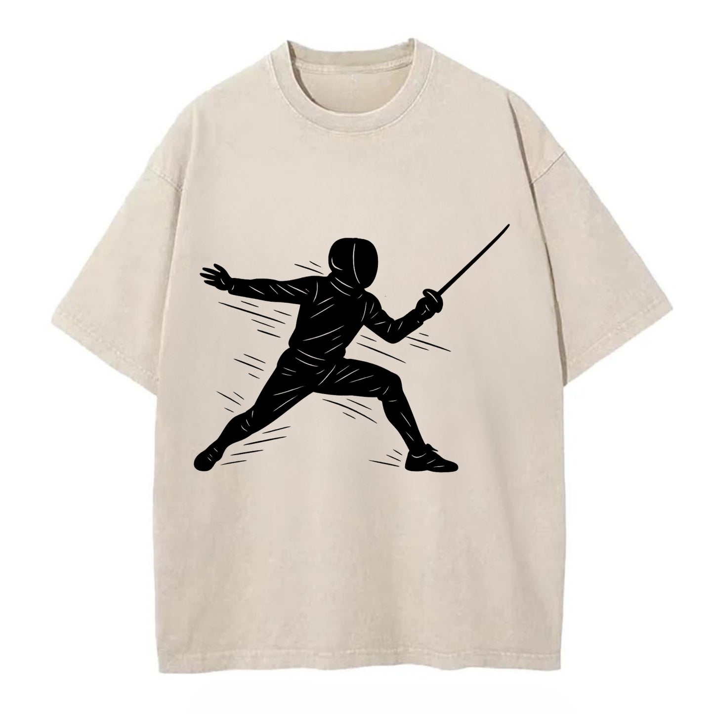 Fencer lunging attack position - Vintage T-shirt - Off White