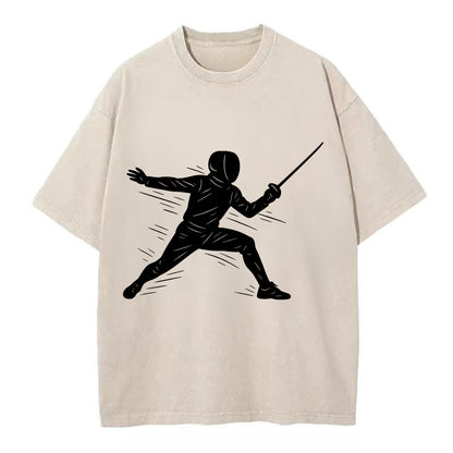 Fencer lunging attack position - Vintage T-shirt - Off White
