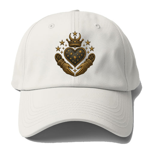 Weathered antique brass crown above a hammered gunmetal heart framed - Baseball Cap For Big Heads