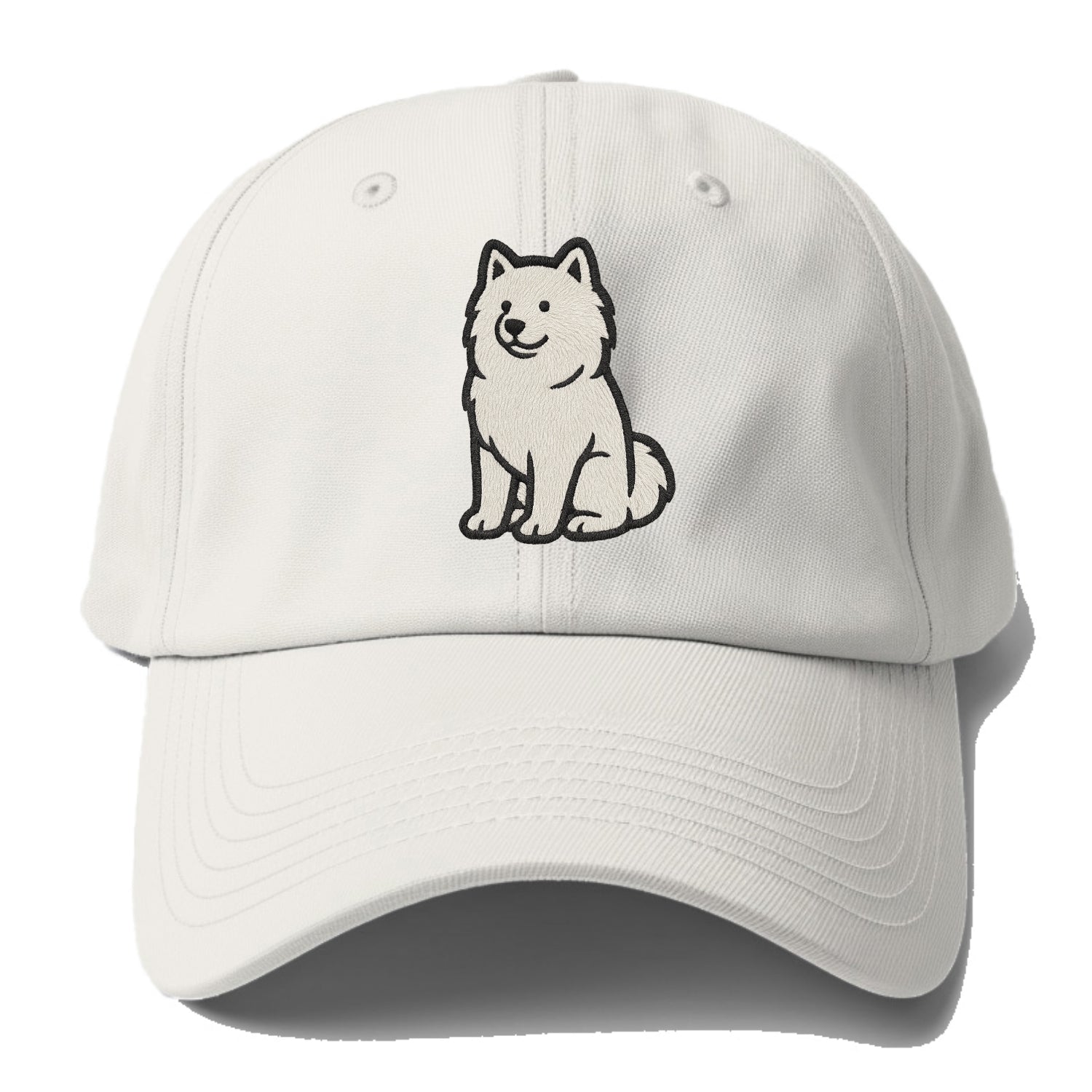 Samoyed - White fluffy embroidered desig Baseball Cap - Off White