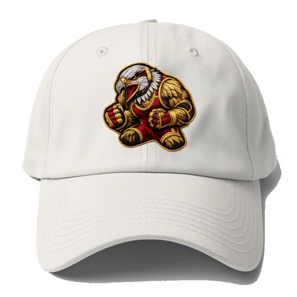 Embroidered patch design - WRESTLING EAGLE - fierce eagle with - Baseball Cap For Big Heads - Off White