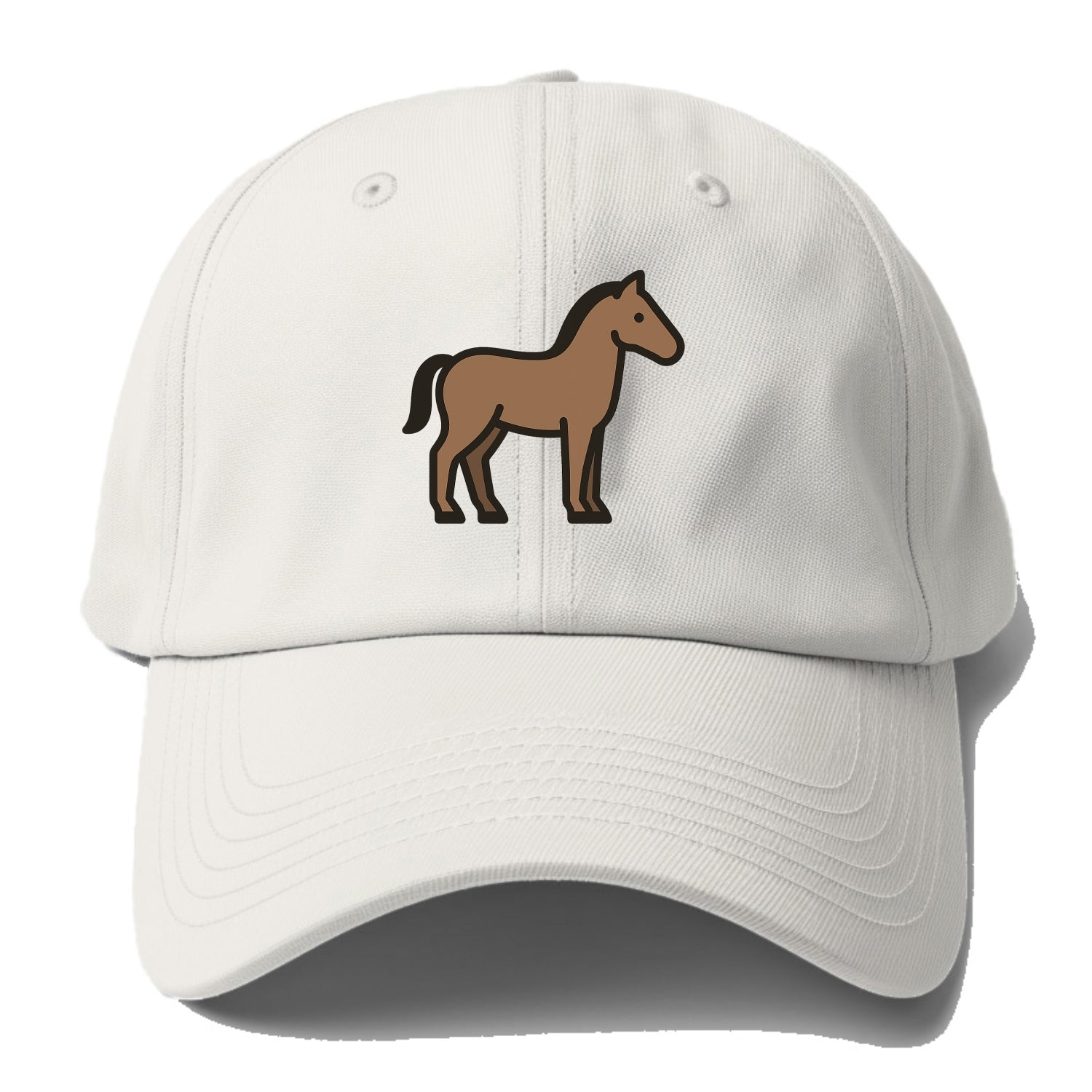 Horse - Brown standing pose flat side profile - Baseball Cap - Off White