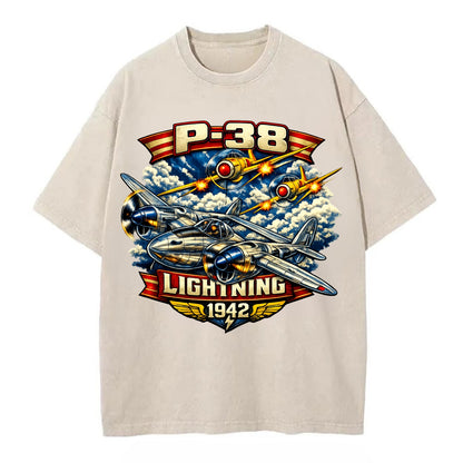 P 38 Lightning - Vintage T-shirt - Off White