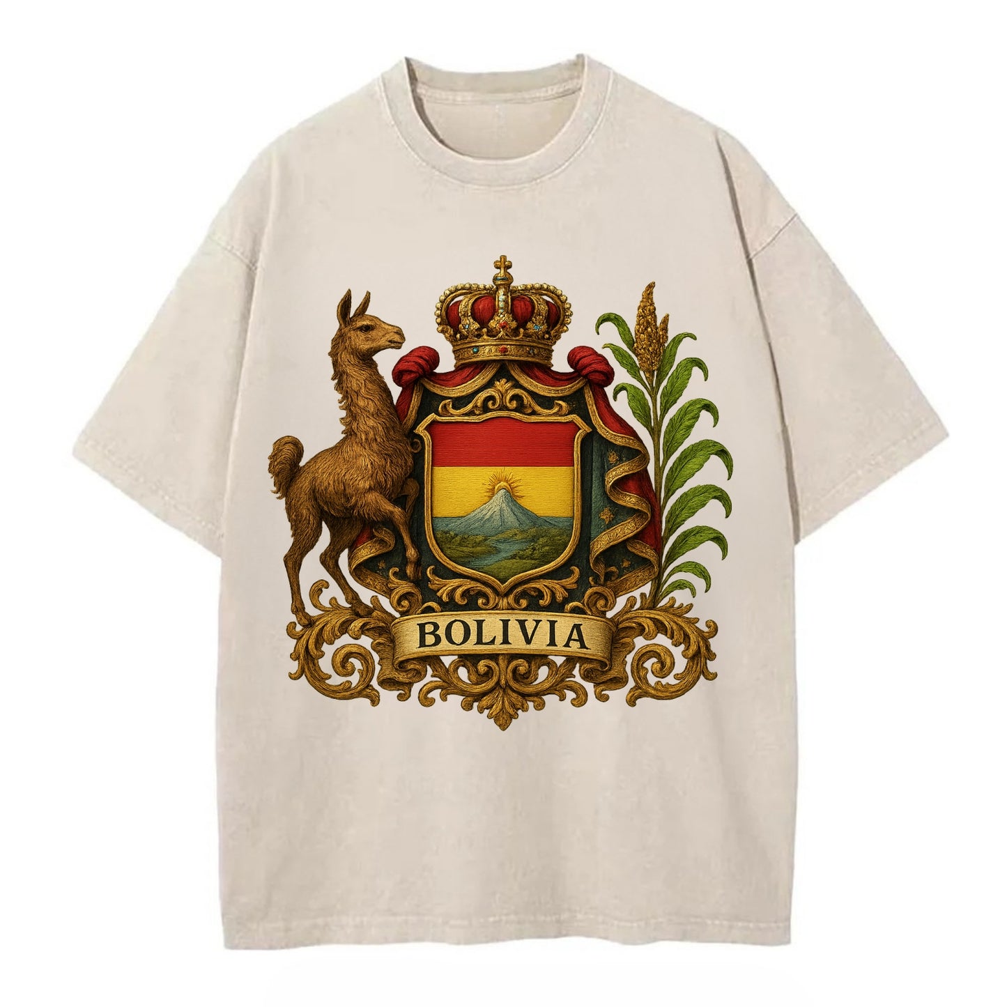 Bolivia Royal Logo  - Vintage T-shirt - Off White