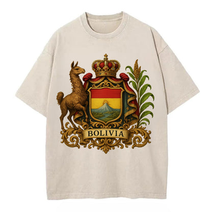Bolivia Royal Logo  - Vintage T-shirt - Off White