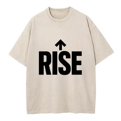 Bold typography design - "RISE" - getting up, ascending, elevating - Vintage T-shirt - Off White