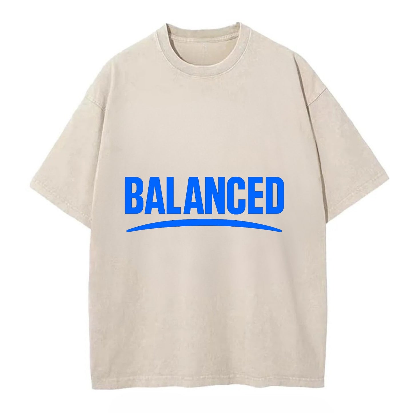 Bold typography design - "BALANCED" - harmony, equilibrium, centered life - Vintage T-shirt - Off White