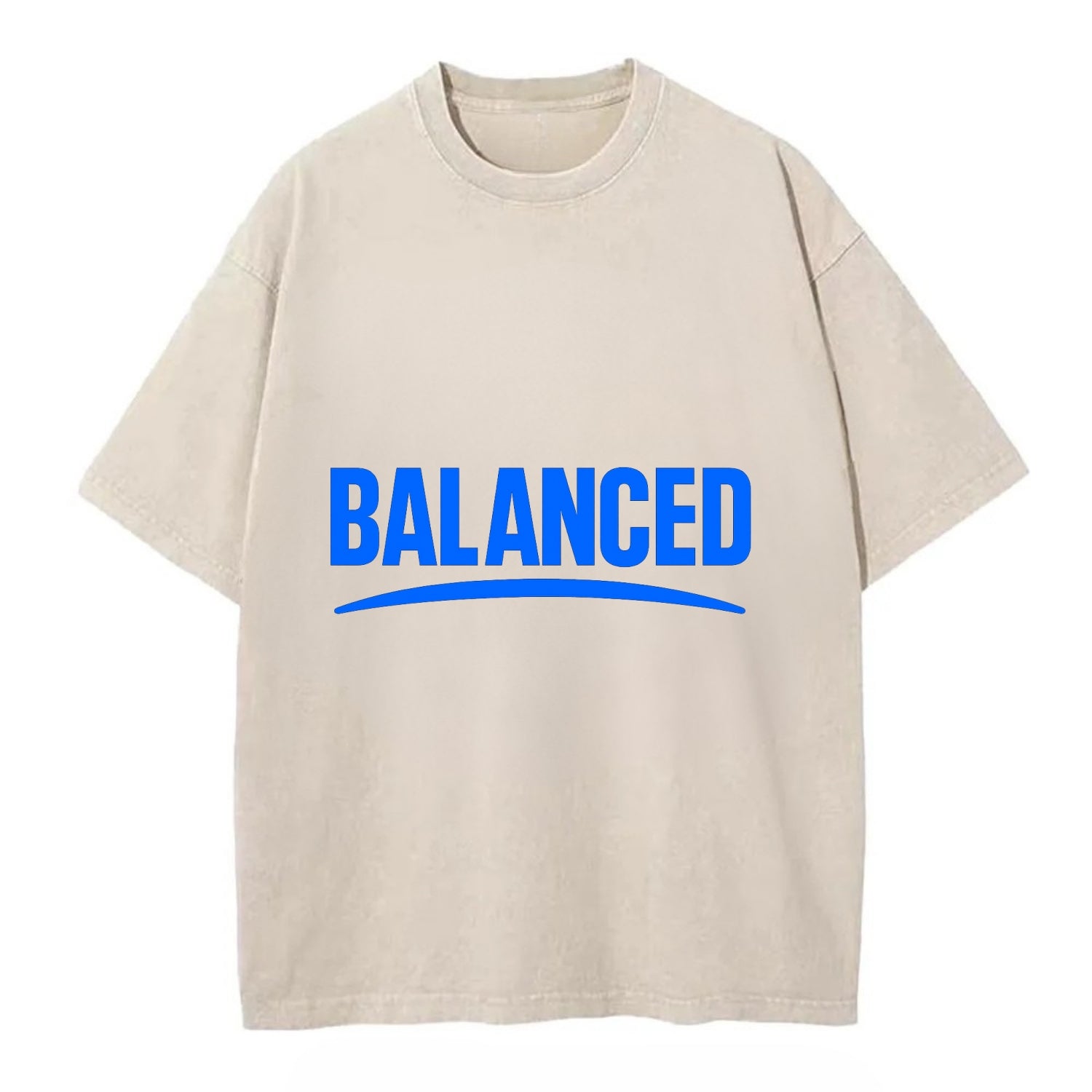 Bold typography design - "BALANCED" - harmony, equilibrium, centered life - Vintage T-shirt - Off White