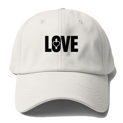 Bold typography design - "LOVE" - universal connection, heart centered - Baseball Cap - Off White