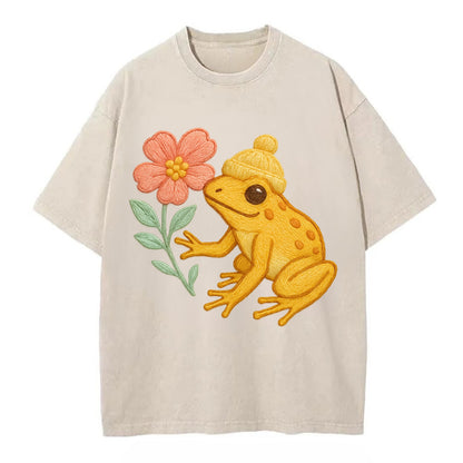 Yellow Dart Frog - Vintage T-shirt - Off White