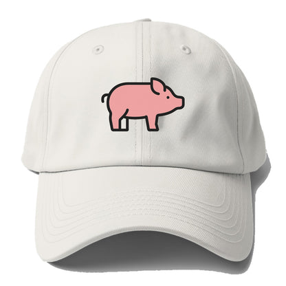 Pig - Pink farm pig flat side profile - Baseball Cap - Off White