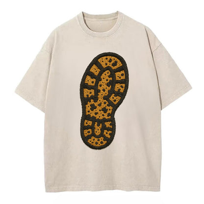 Hiking Boot Print  - Vintage T-shirt - Off White