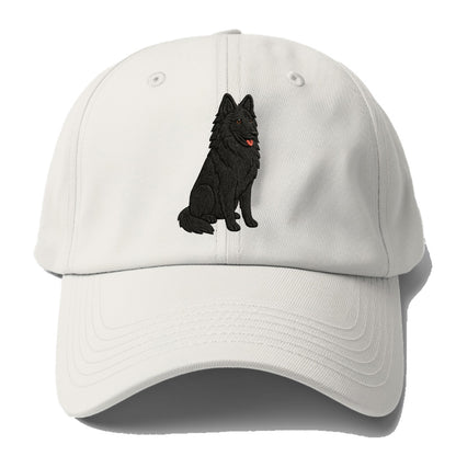Belgian Sheepdog - Black long-haired embroidered pose - Baseball Cap For Big Heads - Off White