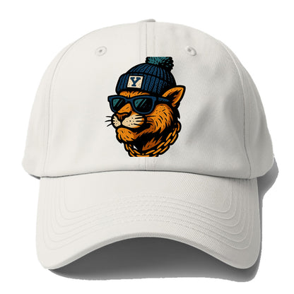 Provo Cougar wearing BYU beanie with Y patch - Baseball Cap - Off White