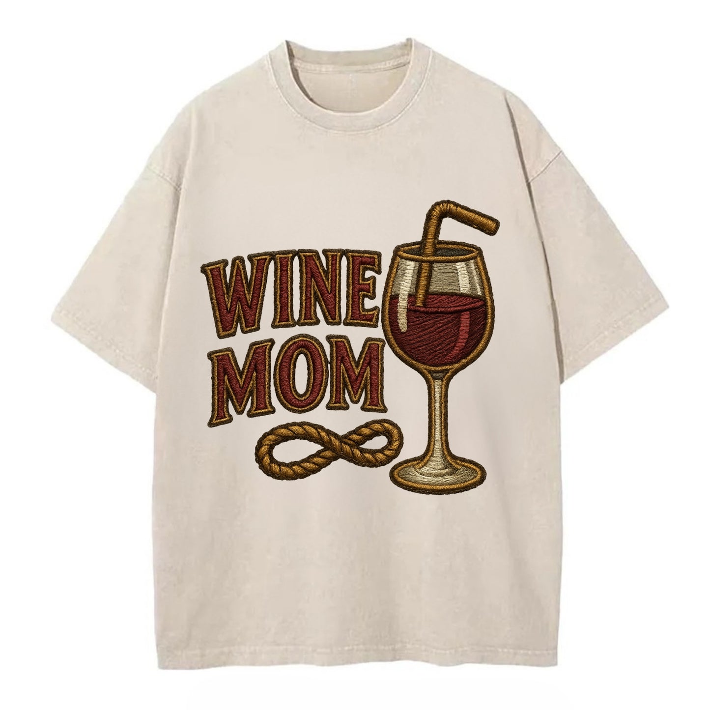 Wine Mom  - Vintage T-shirt - Off White